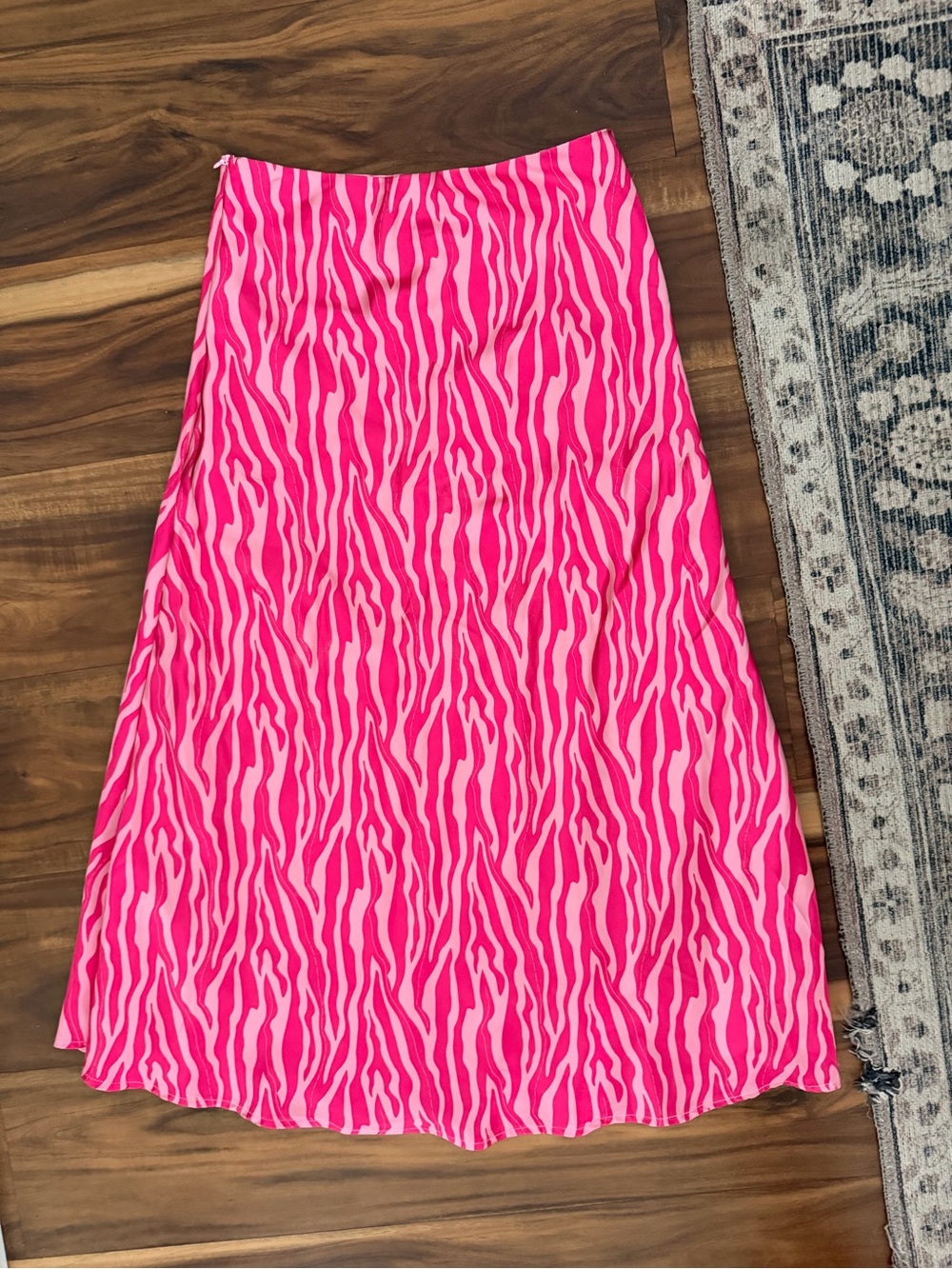 Bright Pink Zebra-Print A-Line Skirt